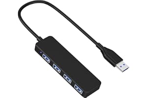 LOYDIA Hub USB 3.0 à 4 ports - Hub de données ultra plat - Hub USB ultra fin vers 4 USB 3.0 - Extension pour MacBook Air/Pro/Mini, PC, ordinateur portable, ordinateur de bureau, ordinateur portable, lecteur