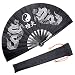 Produktbild OMyTea Leistung Große Hand Falten Fan - Japanisches/Chinesisches Kung Fu Tai Chi Handheld Fan für Damen/Herren - Für Dekorationen/Dancing/Fighting/Geschenk Black Double Dragons