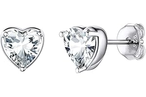 Suplight Orecchini Argento con Zirconia di Forma Cuore Orecchini Donna Argento 925 con Pietre Portafortuna 12 Mesi, Accessori Elegante con Confezione Regalo