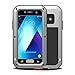 Price comparison product image Fonrest Love Mei Case for Samsung Galaxy A5 2017, A520 Heavy Duty Hybrid Aluminum Metal Armor Shockproof Snowproof Dirtproof Cover Shell with Tempered Glass (Silver)