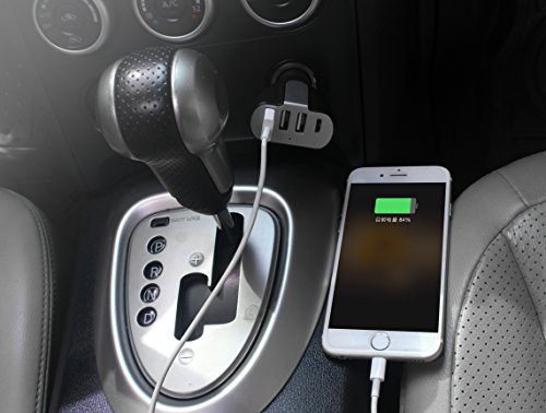 IVSO Quick Charge 3.0 USB C Auto Ladegerät KFZ Ladegerät Adapter 50W 3-Port USB 3.0 und Typ-C Port Anschlüsse für Huawei P9,Huawei P9 Plus,LG G5,Lumia 950/950XL,und andere Typ C unterstützte Geräte, Schwarz - 9