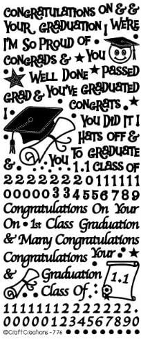 1 x SILVER GRADUATION MIX Peel off Stickers for Cardmaking 776