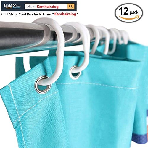 Shower Curtain Rings - Kamhairaiog 12-Pack Bathroom Curtain Hook Curtain Poles Shower Rod Hook Hanger White Color Plastic Ring Bath Drape Loop Clasp Drapery Home (White)