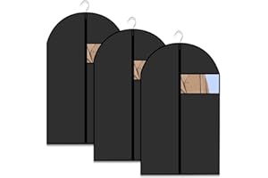NOLACE Kleidersack 3 Stück Kleiderhüllen 60x120 cm PEVA Kleiderhüllen mit Reißverschluss Staubdichte Schwarz Mehrweg Kleider Schutzhülle Motte Beweis Kleidungsstück Abdeckung Taschen für Kleidung Lagerung