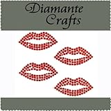 4 Red Diamante Lips Vajazzle Rhinestone Gems - created exclusively for Diamante Crafts