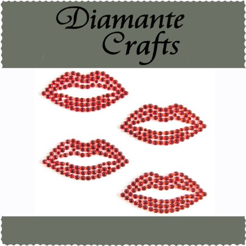 4 Red Diamante Lips Vajazzle Rhinestone Gems - created exclusively for Diamante Crafts