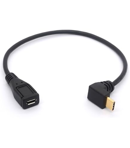 System-S USB Hostkabel – USB A Naar Micro USB – 90° Haakse Linker Stekker – OTG Kabel 13,5 Cm