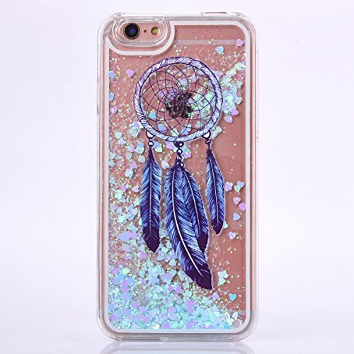 iPhone 6S Hülle, iPhone 6 Hülle,SainCat Kreativ Design 3D Transparent Hard Case Hülle Traumfänger Muster Dynamisch Liquid Fließen Flüssig Schwimmend Diamond Sequins Hülle Tasche Handyhülle Blue Love Glitter Glitzer Sparkle Hart Plastik HardCase Crystal Clear Rückseite Handytasche Rückseite Hülle Schale Etui Tasche Case Cover Beschützer Haut Schale für Apple iPhone 6/6S 4,7 Zoll (#7) - 2