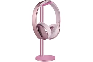 GEEKRIA Aluminum Alloy Headphones Holder for Over-Ear Headphones, Gaming Headset Holder, Desk Display Hanger with Solid Heavy Base, Compatible with HyperX, Bose, Sony, Sennheiser (Rose Gold)