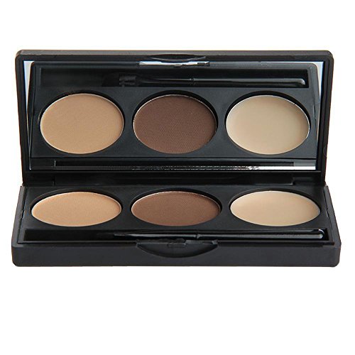 VONISA Wasserfest 3 Farben Augenbrauenpuder Braun Ausrüstung Brauen Schattierung Palette Schönheit Kosmetik Creme Highlighter Make Up Augenbrauen Filler + 4 Augenbrauen Schablone Augenbrauen Pinsel - 9