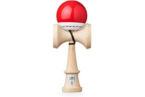 KROM Kendama Originale in Legno per Principianti ed esperti – Pop LOL Rosso – Gioco di abilità per Esterni e Interni – Giocattolo in Legno con Corda e Palla