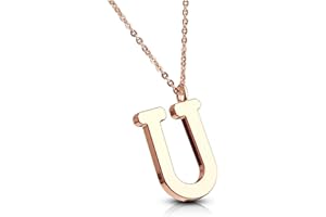Bungsa Damen-Kette BUCHSTABEN A-Z in Silber oder Rosegold - Alphabet Halskette mit Anhänger - aus Edelstahl - Halschmuck für Damen, Kinder & Herren - A B C D E F G H I J K L M N O P R S T U V W Z