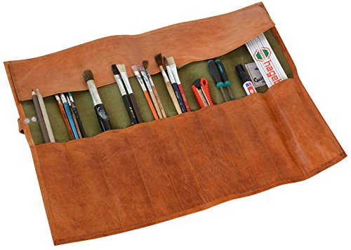 Gusti Leder nature “Jace“ Werkzeugtasche Werkzeugrolltasche Werkzeugmappe Werkzeuge Rolltasche Malutensilien Hülle Ledertasche Näh und Strickzubehör Tasche Ziegenleder Vintage Braun A121b - 4