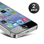Verre trempé iPhone 5S,Coolreall&reg; 2-pack (0.25mm) film Protection écran pour APPLE iPhone 5 / 5s / 5C / SE vitre Haute Définition Protecteur écran Dureté 9H Sans Bulles