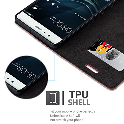 Huawei P9 Funda Estilo Libro de Cuero Sint  tico en MARR  N CAPUCHINO de Cadorabo  Dise  o IM  N INVISIBLE      Cubierta Protectora con Cierre Magn  tico  Tarjetero y Funci  n de Suporte     Protecci  n Carcasa Caja Etui Case Cover