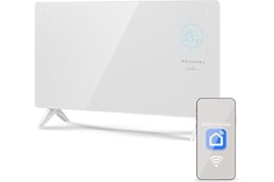 GRUNKEL - Emisor Térmico GP-2000CT 2000W | Panel Digital con Wi-Fi | 3 Niveles de Potencia | Programación 24H | Termostato Regulable | App Móvil | Panel de Cristal | Bloqueo Infantil