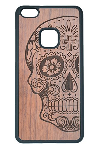 Cassa di Legno di Huawei P10 Lite, PhantomSky[Serie di Lusso] Qualit Ã  Premium Cover in BambÃ¹ / Legno Naturale per il tuoÂ Smartphone (Teschio Palissandro e PC)