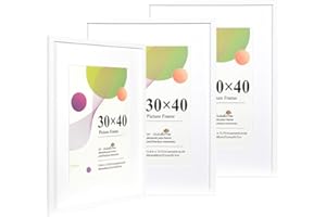 Scholartree 30x40 Bilderrahmen, 3er Pack Weiß, 12x16 Bilderrahmen, Holzbilderrahmen mit A4 Passepartout, mit Wandaufhängung