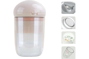 LOMONMEN Multifunción 4 en 1 Cortador de pastillas,triturador de pastillas triturador organizador de pastillas,pequeño pastillero de viaje para organizador (Rosa)