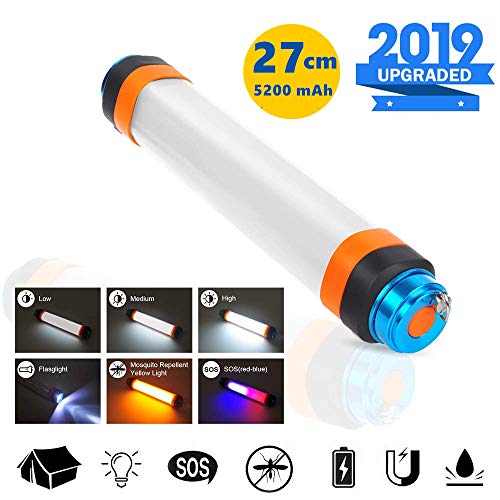 Preisvergleich Produktbild [27cm] Elitlife Camping Laterne LED Licht Mehrzweck-Taschenlampe Notfallleuchte Moskito-Lampe SOS Lichter 6 Modi Outdoor Latern 5200mAh USB Power Bank IP68 Wasserdicht[Energieklasse A+++]