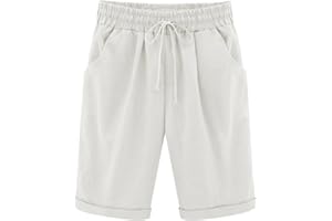 Rayson Short Bermuda Femme d'Été Léger Pantalon Court en Coton avec Poches et Cordon Élastique Décontracté Femme Short de Jogging Vacance