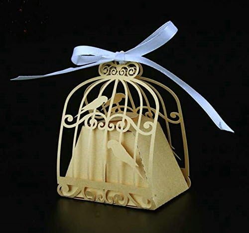 Erosion 50pcs Birdcage Laser Cut Candy Box Wedding Favor Box Gift Box Baby Shower Wedding Decoration Party Supplies Party Decor Mariage (Golden)