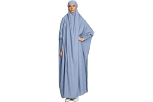 BRONG Abaya Femme Musulmane Tenue de Priere Femme Musulmane Robe de Priere 1 Piece Djellaba Femme Hijab Niqab à Manches Longues Jilbeb Vêtements