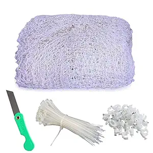 Mesh Planet Uv Stabilized Nylon Pigeon Net_Bird Net_Monkey Net_6 X 10 Feet_White Color With 50 Tags_50 Clamps_1 Cutter Megn1, Pack Of 1
