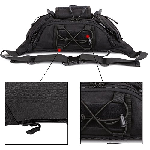 DCCN Tactical Hüfttasche Bauchtasche Militär Gürteltasche mit 5 Fächer inkl. Reißverschluss für Outdoor Sport Trekking Wandern Running - 4
