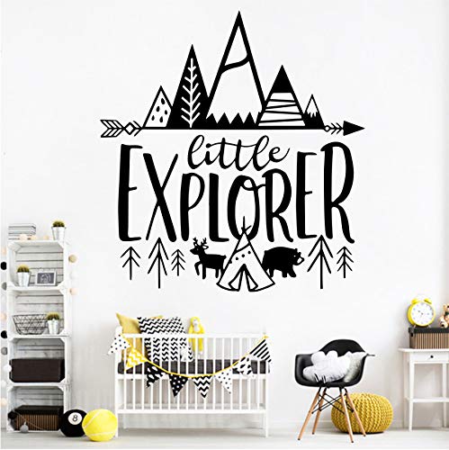 Ylgg Estilo Nordico Little Explorer Pegatinas De Vinilo Cotizaciones Ninos Habitacion Decoracion Aventura Tatuajes De Pared Vivero Woodland Mural