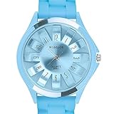 Taffstyle Damen Herren Trend Silikon Metall Armbanduhr mit Analog Anzeige und Quarz Uhrwerk Sportuhr Türkis