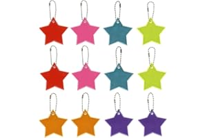 CPJJ 12 Pezzi Ciondolo Riflettente Portachiavi Riflettenti Stella Pendente Riflettente Per Adulti Bambini Notte Camminata Corsa 6 Colori