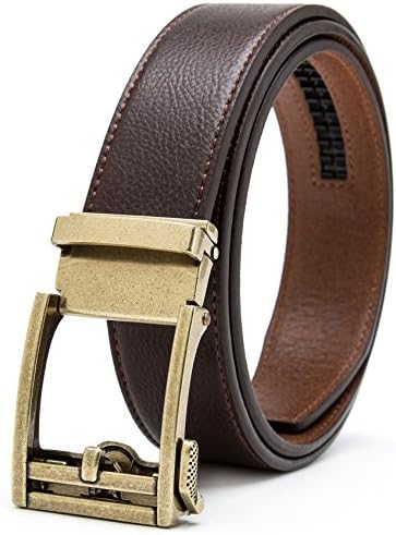 Gurscour Belts for Men Ratchet Sliding Buckle Leather Mens Belt Automatic Lock 35mm 1.4"
