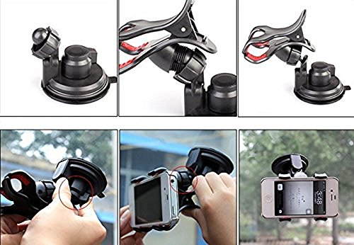 TecHERE EasyClaw Plus - Supporto Universale per auto con ventosa - Porta telefono / smartphone / cellulare per iPhone 6 plus 6 5 5s 5c 4s, Samsung Galaxy S6 S5 S4 S3 S2, Nexus, Lumia, Sony Xperia, LG, HTC, navigatore GPS ed altri dispositivi di larghezza fino a 9 cm - Regolabile con rotazione 360Â° - Colore Nero