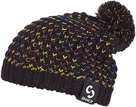 Sinner Whitetail Knitted Beanie Hat - Black/Multi-Colour, One Size