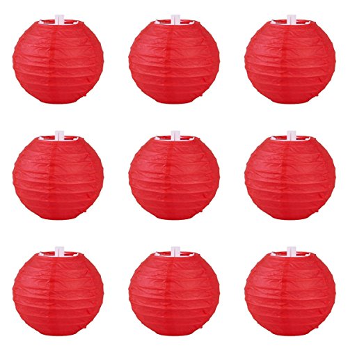 YL 9er. Papier Lampions Laternen Rot (10cm)