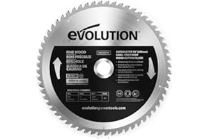 Evolution Power Tools FW255TCT-60 Fine Finish Wood Cutting TCT Tungsten Carbide Saw Blade, For Mitre & Table Saws, Smooth Fast Cuts In Sheet, Ply & Hardwood, Clean, Splinter Free Cut, 60 Teeth, 255mm