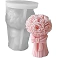 Conshvi 3D Rose Bouquet Candle Molds Silicone, DIY Flower Pillar Candle Molds for Candle Making, Moldes para Velas, Wedding Souvenirs Home Decor Valentine's Day Gifts