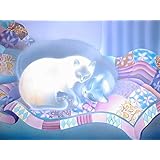 Kuschelkatzen -- schlafende Katzen auf einer Patchworkdecke - blaue Burmakatze und Kartäuser - Airbrush - Acrylfarben - Unikat in kleinem Format