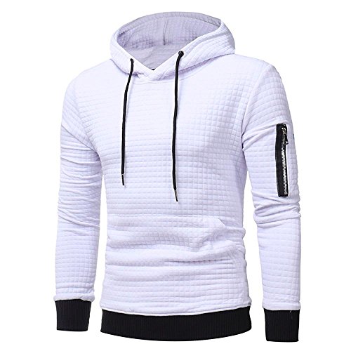 Preisvergleich Produktbild Herren Kapuzenpullover VENMO Hoody Sweatshirt Kapuzenpullover Hoodie mit Herren Kapuzenpullover Strickpullover Hoodie Plaid Kapuzenjacke mit Kapuze Sweatshirt Tops Mantel Outwear (XL, White)