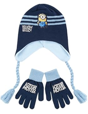 Minions Despicable Me Jungen 2 tlg Set bestehend aus: Mütze und Handschuhe 2016 Kollektion - blau