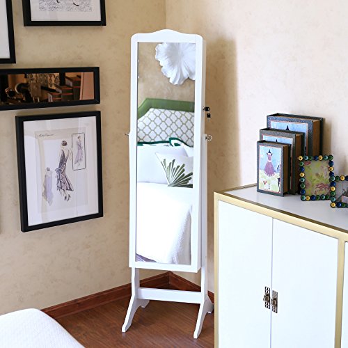 Songmics 158 x 41 x 38 cm Schmuckschrank Weiß für Ketten Ringe Ohrringe JBC82W - 3