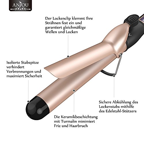 Anjou Haar Lockenstab mit PTC-Technologie und Keramikbeschichtung mit Turmalin, 32mm - 5