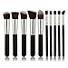 House of Quirk 10 pcs Premium Synthetic Makeup Brush Set Cosmetics Foundation Blending Blush Eyeliner Face Powder Brush Kit (Black Silvery) RS.449.00