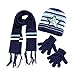 Produktbild Longra Kinder Winterset Baby Kinder Gestrickt Schal Mütze Handschuhe Set Jungen Mädchen Unisex Warm Wintermütze Beanie Strickmütze im Sterndrucken + Feinstrick Schal + Fäustlinge Strickhandschuhe (B)