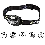 Linterna Frontal LED USB Recargable IPX5 Impermeable Ultra brillante Ajustable con IR SENSOR Mano Libre Switching 3 Modos para Acampada Pesca Ciclismo Caza Senderismo Lectura Reparación de Automóviles y mas Actividades -Duomishu