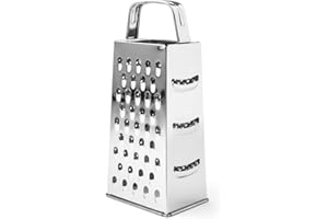 Forgast Râpe | Acier inoxydable | Surfaces maillées sur 4 côtés | Râpe à légumes | Râpe à fromage | Râpe à fruits | Copeaux grossiers et petits | Base antidérapante | Lavable au lave-vaisselle