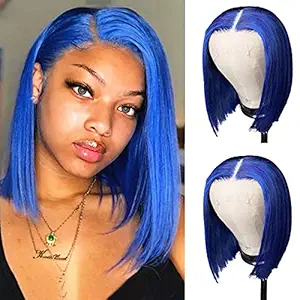 Asymmetrical Bob Wigs Human Hair Breathable Lace Frontal Wigs Glueless Cut Bob Wig with Bleached Knots Straight Hair 14