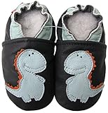 Carozoo Stegosaurus Dark Blue Soft Sole Leather Baby/Toddler/Kids Shoes