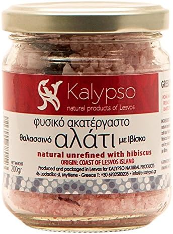 Kalypso  Greek Natural Unrefined Sea Salt with Hibiscus, 200 g, Pack of 2